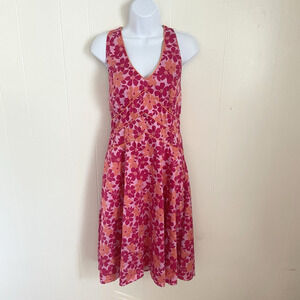 Y2K Pink Floral Halter Dress Size 14 Fit & Flare Babydoll Retro Summer